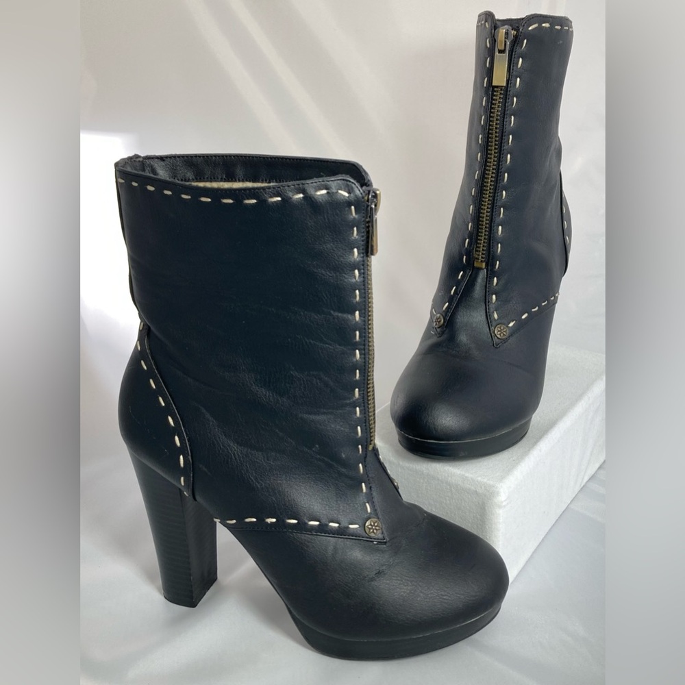 Avon Mark Fur-Lined Fashion High Heel Boots - Black - Womens Size 8